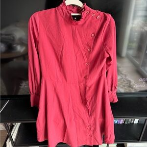 Who what wear red long sleeve short dress